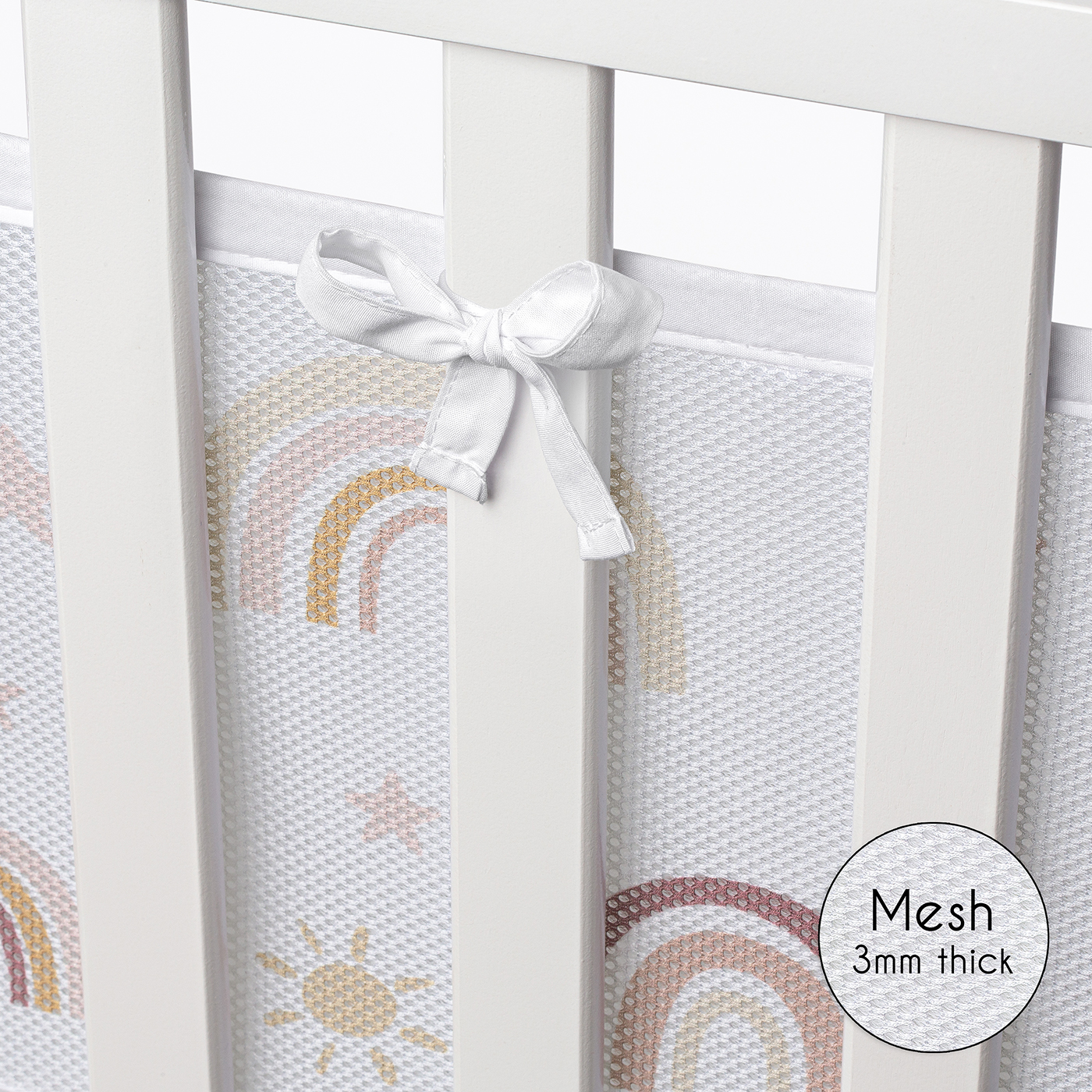 Sweet Jojo Designs + BreathableBaby Boho Rainbow Pink Gold and Taupe Breathable Mesh Crib Liner Pad