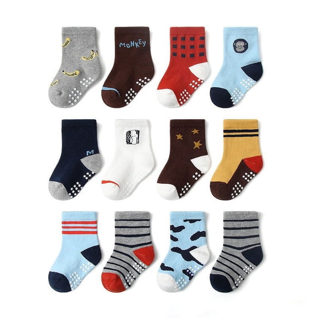 Calcetines de algodón con dibujos animados para niños, calcetines de suelo dispensadores, calcetines de bebé para niñas