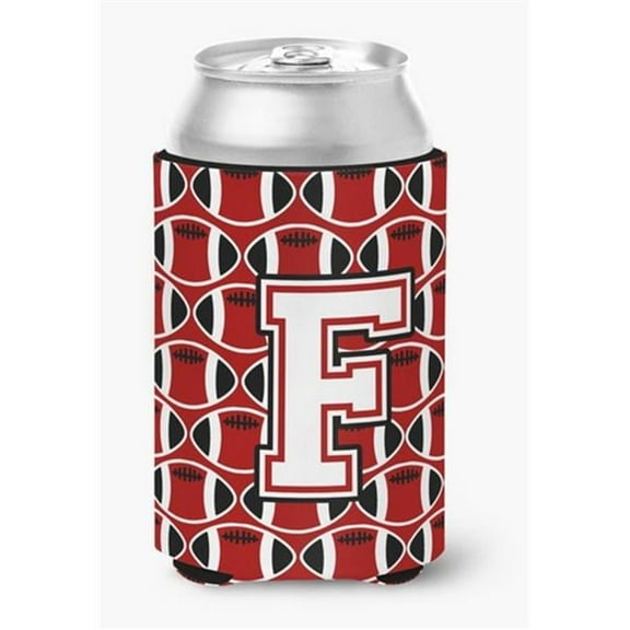 Letter F Football Cardinal & White Can or Bottle Hugger