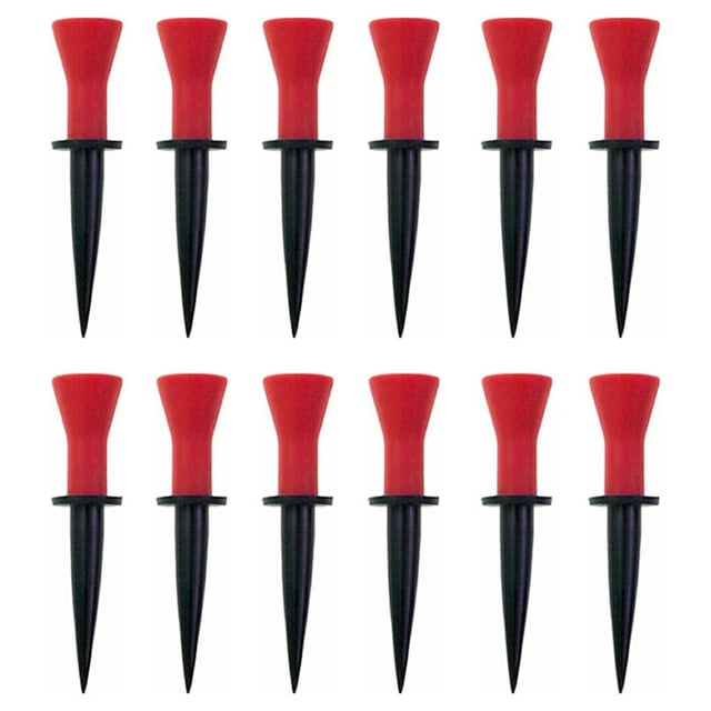 kurtrusly Pack de 12 Tees de Golf Balle en Plastique Support Stable Portable Réutilisables à l'Intérieur de Golf en Plein Air Pratique Accessoires Apprenants Rouge 76mm