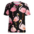 thumbnail image 5 of Flamingo Pattern T Shirts Basic T-Shirt Short Sleeve Ladies Tee Shirt Summer Graphic Clothing, 5 of 6