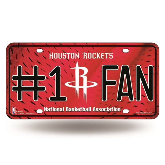 Houston Basketball Rockets #1 Fan Metal License Plate Tag - Number One! Let's Go!!