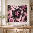 thumbnail image 5 of Heart Locket Scene with Key Pearls and Roses, Romantic Vintage Style for Gothic Decor Fans, Dark Wall Decor, Halloween Gift, Tapestry Wall Hanging for Bedroom and Dorm, 5 of 7