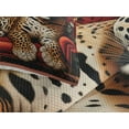 thumbnail image 3 of Ambesonne Leopard Quilted Coverlet 3 Pcs, Big Cat on Sectional Sofa, King Size, Red Apricot Dark Salmon, 3 of 4