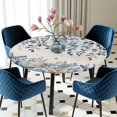 thumbnail image 5 of Elastic Fitted Round Tablecloth, Blue Coastal Starfish Waterproof Stretch Table Cover for 36"-44" Tables, Beach Nautical Shell Eucalyptus Rustic Washable Outdoor Tablecloths for Patio, Picnic, 5 of 9