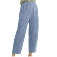 thumbnail image 1 of VEKDONE Womens Cotton Linen Long Pants Blue XXL, 1 of 5