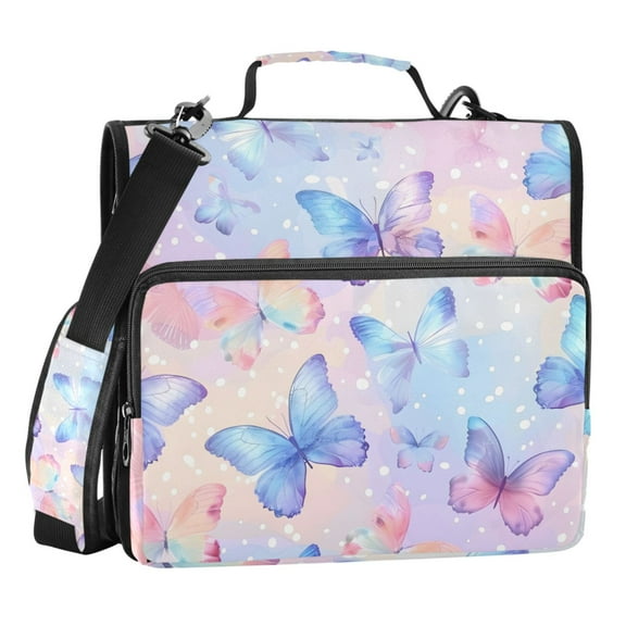 ALAZA Zipper Binder Butterfly 3 Ring Trapper Keeper File Folder Organizer Bag