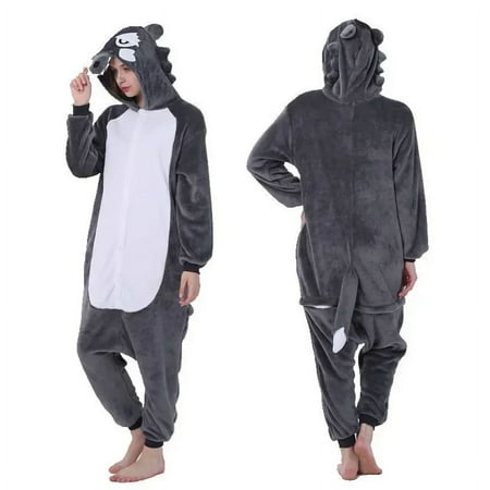 

One Piece Hooded Pajamas Kigurumi Wolf Onesie Winter Flannel Overalls for Children Adult Pyjamas Baby Girl Sleepwear Plush Pjs