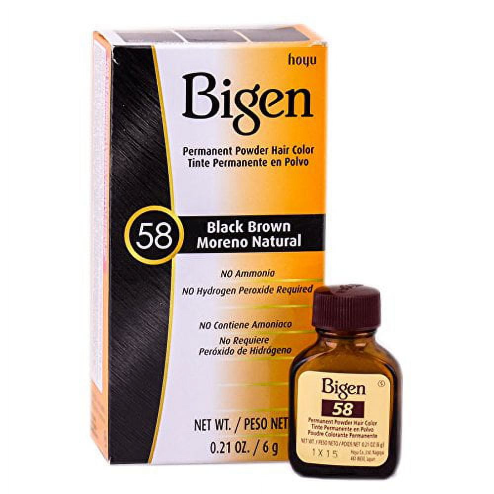 Bigen Permanent Powder Hair Color 58 Black Brown 1 ea (Pack of 4)