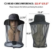 Anti-Mosquito Mask Hat Net Mesh Head Face Protector, IC ICLOVER Insect Bee Mosquito Bug Resistant Sun Hat Safari Hat Without UV Protection for Travel Camping Pasture, Gray