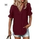 thumbnail image 3 of Sonducket Blusa holgada de manga corta para mujer, blusa informal bordada con cuello en V, camisa bonita para oficina, vacaciones en la playa, ropa Prendas para la parte del cuerpo rojo M Sonducket AP009844-12, 3 of 6