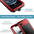 thumbnail image 6 of for iPhone 16e Hard Case, Luxury Shockproof 3-Layer Protection [With Screen Protector] Heavy Duty Protection Cover Metal Rugged Case for iPhone 16e, Red, 6 of 8