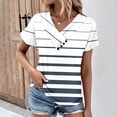 thumbnail image 2 of Timoontee Ladies Button Down Tops T-Shirt Color Block Wrapped Surplice Reglan Sleeve Shirt Short Sleeve Trendy Classy Cute Lounge Shirt Fit Lightweight Beach Basic Blouses Navy S, 2 of 5
