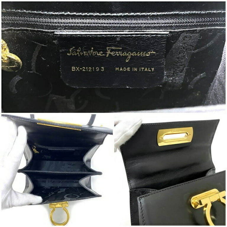 Pre-Owned Salvatore Ferragamo 2way Black Gold Gancini BX Pre-Owned Salvatore Ferragamo 2way Black Gold Gancini BX