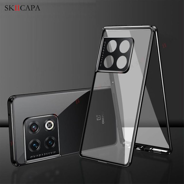 For OnePlus 10 Pro Magnetic Adsorption Tempered Glass Phone Case For One Plus 10 Pro 5G 360 Double Sided Transparent Flip Cover