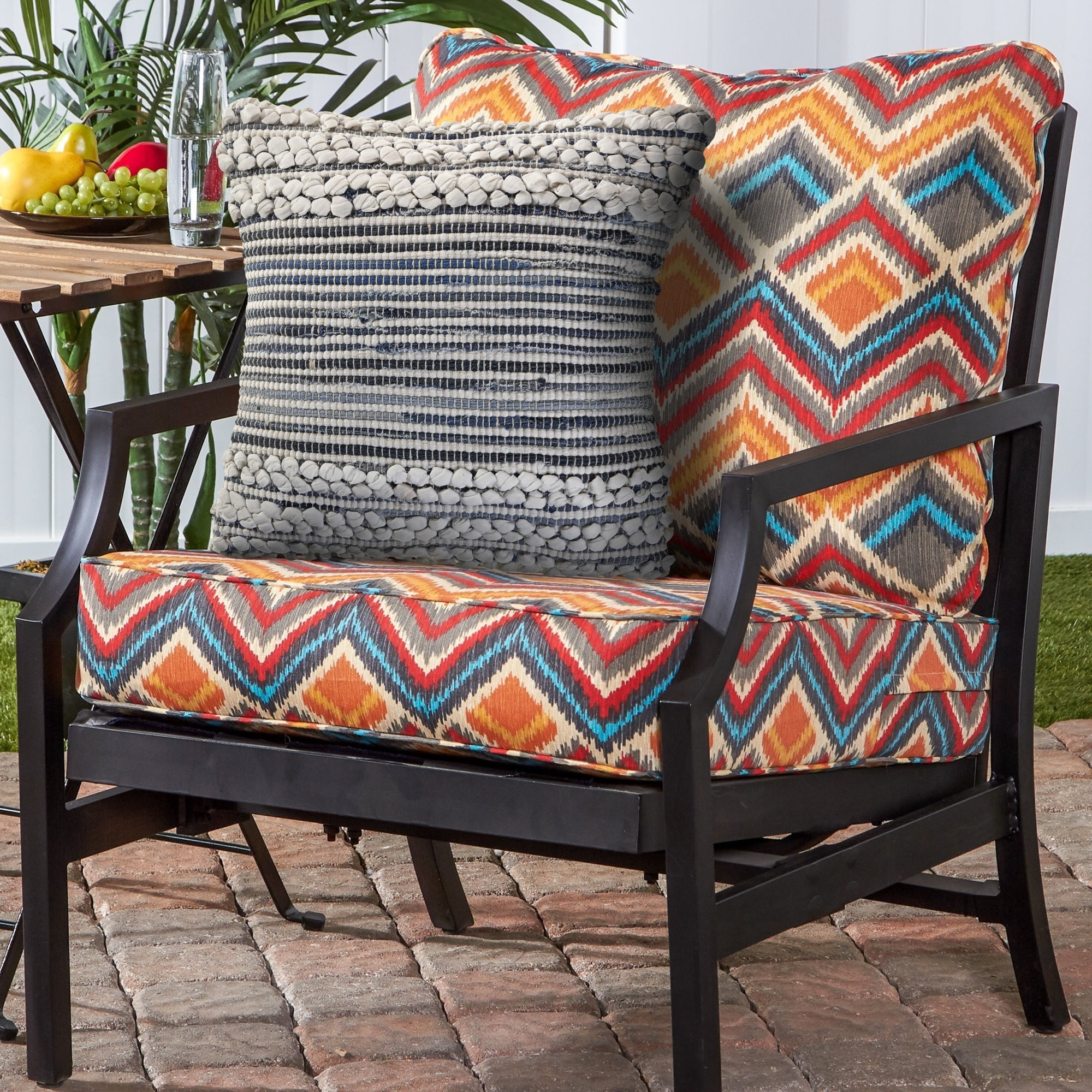 Laddha Home Designs Striped Square Throw Pillow - 18" - Blue and Gray - Set of 2