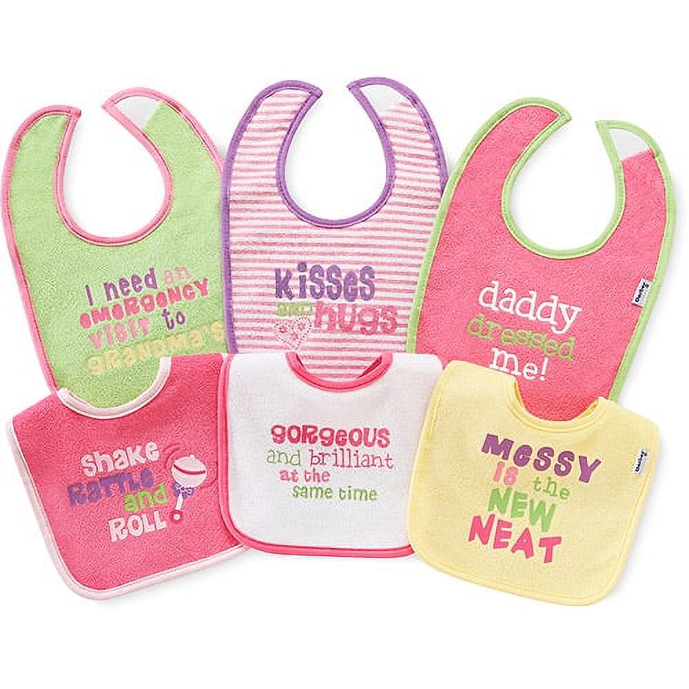 Gerber - Terry Attitude Dribbler Bibs 6-Pack, Pink
