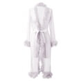 thumbnail image 2 of Gibobby Lenceria mujer sexy de tul Sexy a la para mujer, lencería larga, camisón, albornoz, ropa de dormir, nupcial de plumas, lencería de encaje(Blanco M), 2 of 5