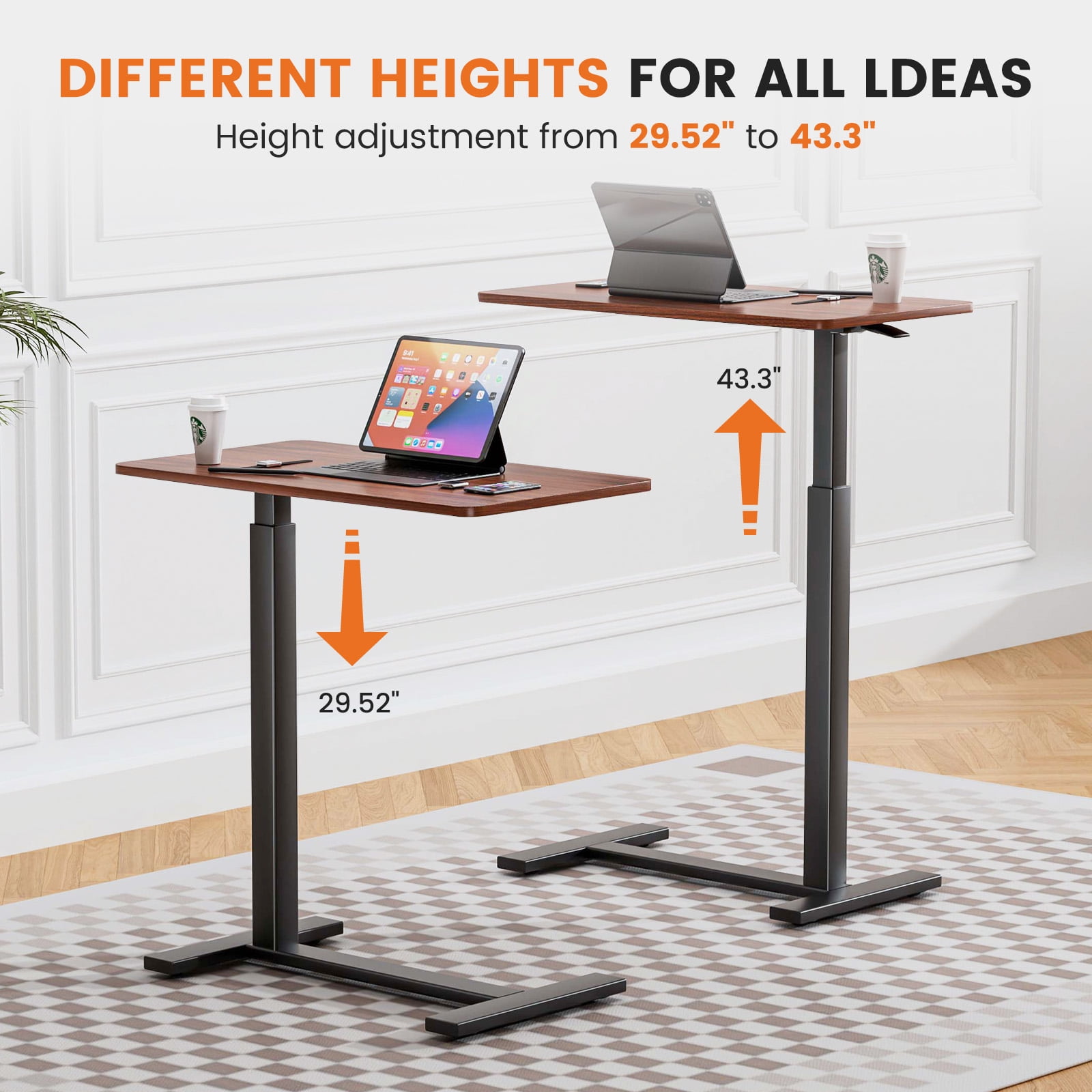 GIANNA Bedside table with wheels, adjustable height bedside table for home use, rolling laptop table, mobile standing desk