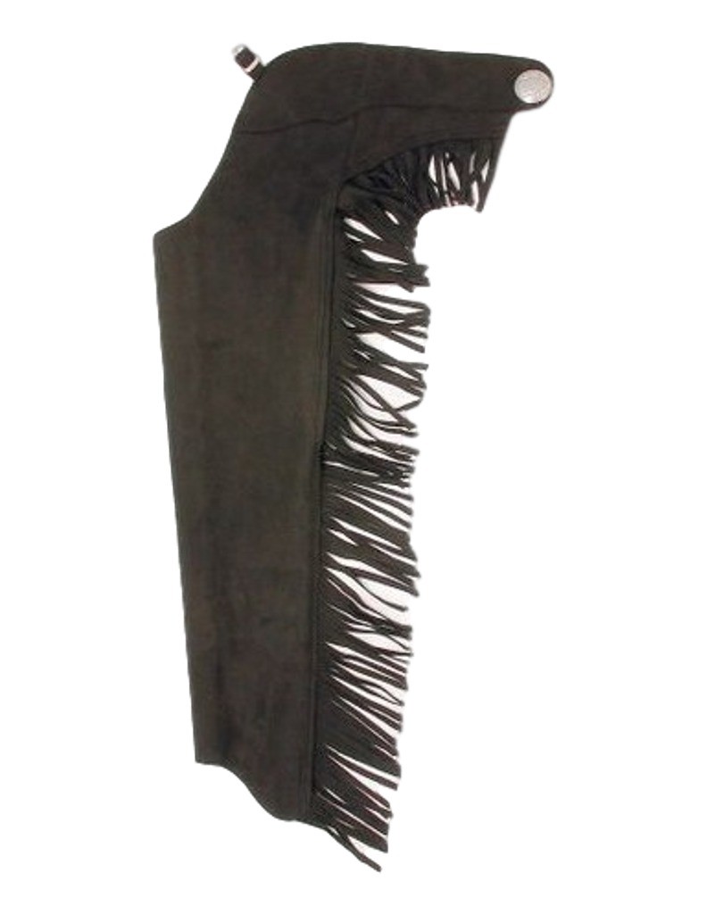 Tough 1 Western Chaps Youth Synthetic Equitation Fringe L Black 63-316