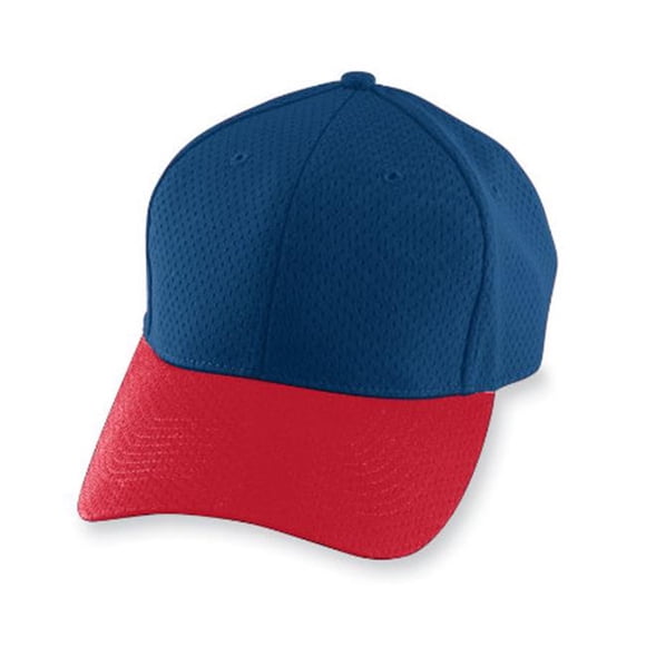 6235A Adult Athletic Mesh Cap - Navy & Red, All