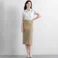 thumbnail image 4 of UJNDER Women's Pencil Skirt Mid Length Slim Fit Stretchy Work Skirt High Waist Bodycon Elegant Formal Womens Skirts Beige M, 4 of 6
