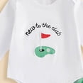 thumbnail image 5 of WUANDIXFA Baby Boy Girl Golf Outfit New To The Club Embroidery Long Sleeve Romper Golf Pants Hat Set 3Pcs Fall Clothes (White, 3-6 Months), 5 of 7