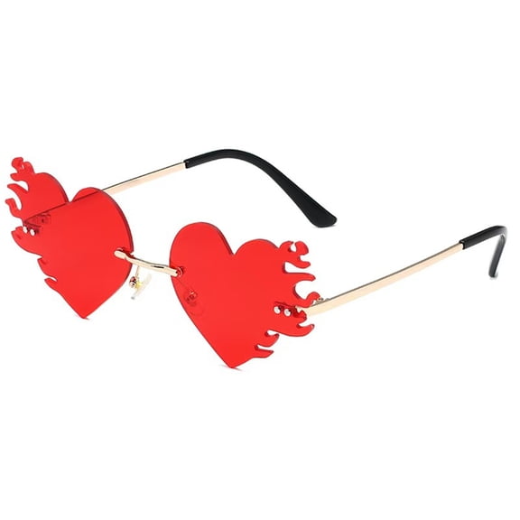 Frameless Flame Heart Sunglass Lightweight Trendy Shades for Travel Stage Music Festival Shades Supply