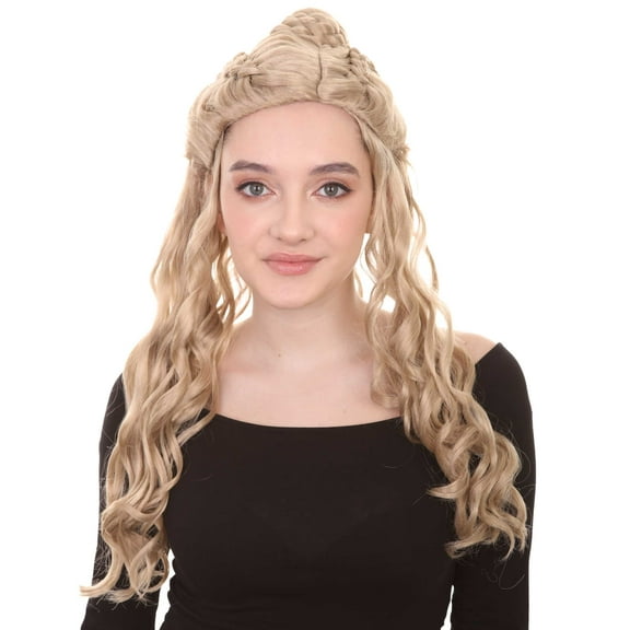 HPO Adult Women's Queen Wig, Blonde Breathable Capless Designed, Flame-retardant Synthetic Fiber
