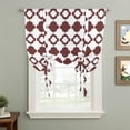 thumbnail image 2 of Retro Boho Balloon Curtains for Bedroom/Front Door/Bathroom, Dark Red Geometric Pattern Rhombic Bohemia Tie Up Curtains 63 Inch Length Light Filtering Kitchen Curtains Shades for Windows 46"x63", 2 of 8