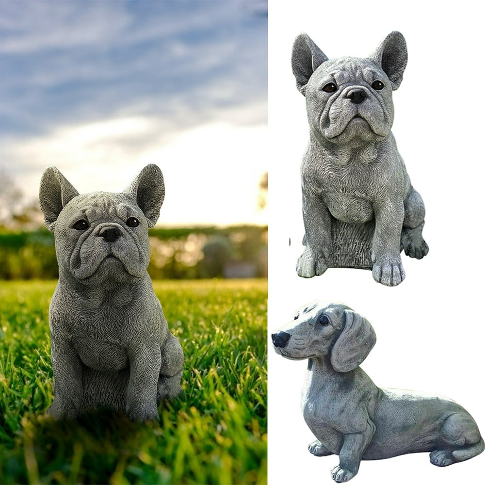 red french bulldog statue