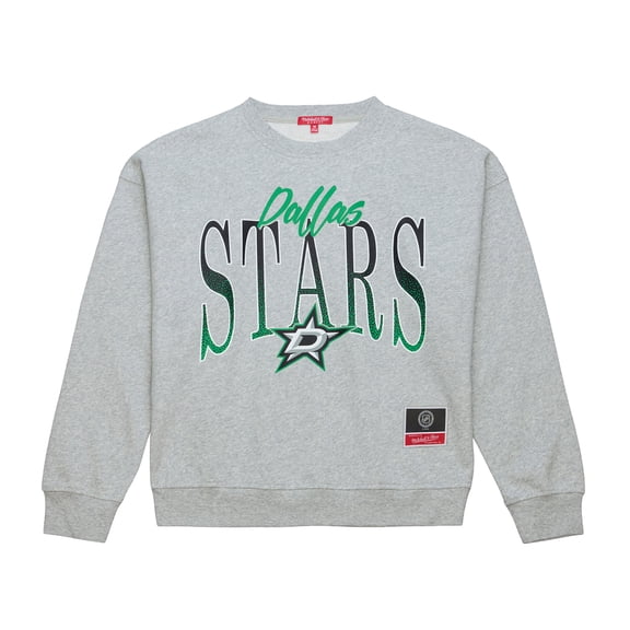 Women's Mitchell & Ness  Heather Gray Dallas Stars Hockey Night Sweatshirt