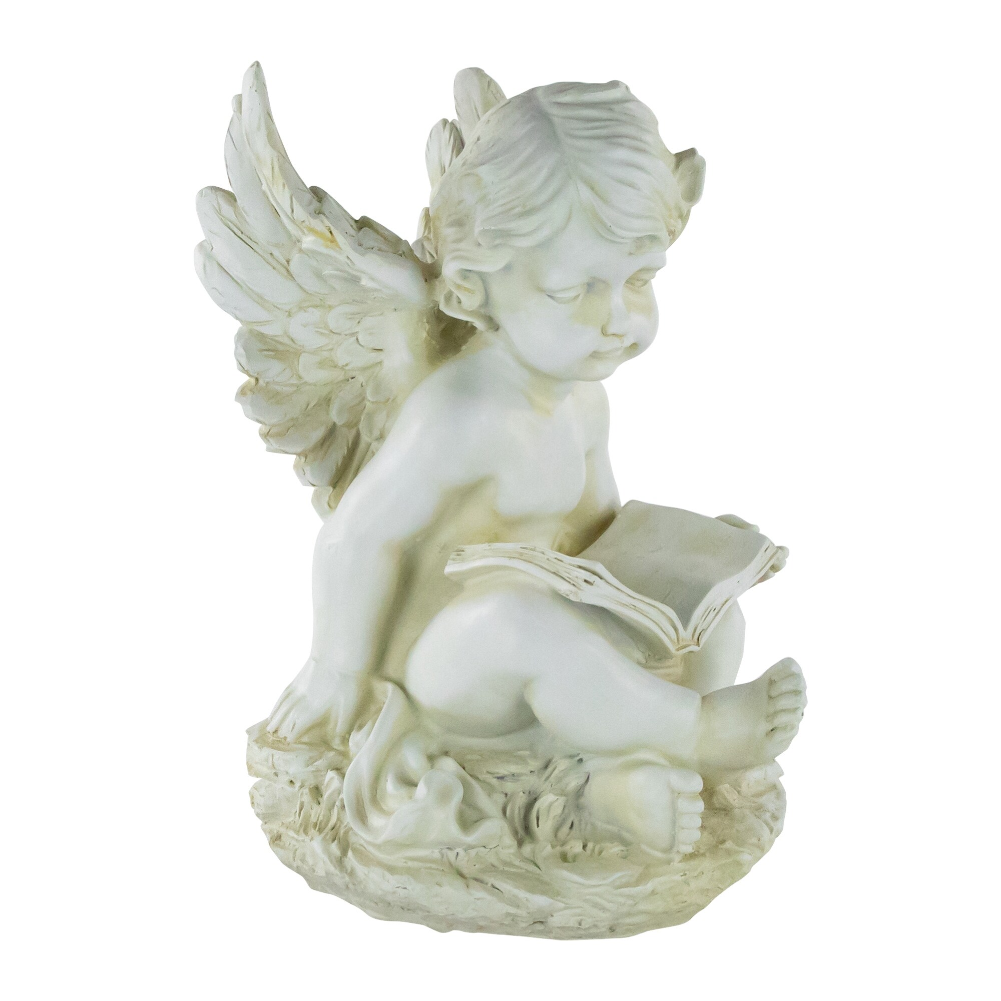 11.5" Ivory Sitting Cherub Angel with Book Outdoor Patio Garden Statue - image 2 of 4