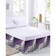 thumbnail image 2 of Purple Grey Ombre Bed Skirt King Size, Modern Geometric Abstract Aesthetics Cream Wrap Around Bed Skirting with Adjustable Elastic Strap, Dust Ruffled Pleated Bedskirts 18 Inch Drop for Bedroom Beds, 2 of 9