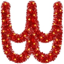 Dalrosia 16.4FT Christmas Prelit Tinsel Garland with Lights 50 LED Hanging Lighted Christmas Garland Xmas Tinsel Garland for Xmas Tree Home Decor