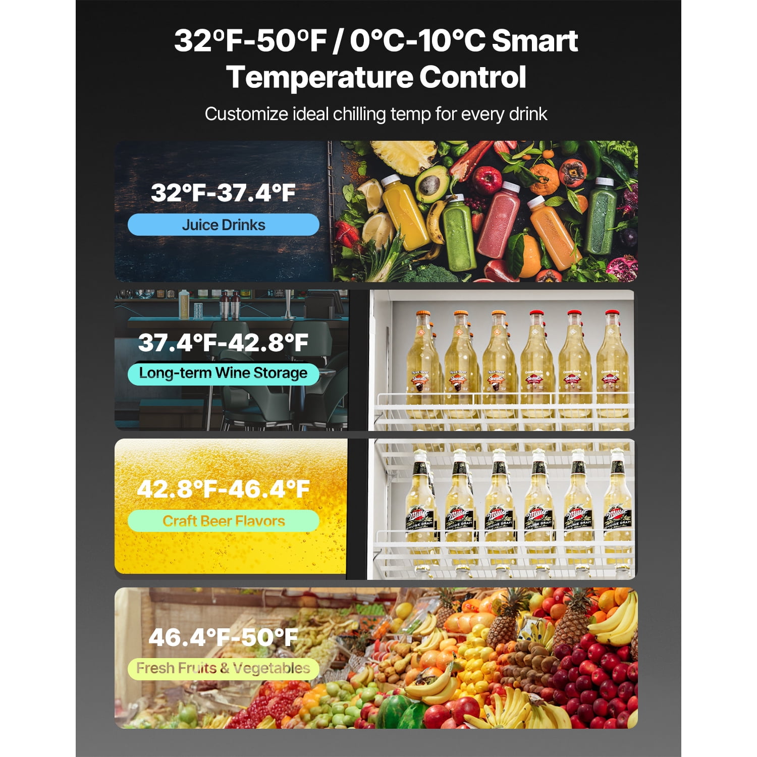 KFFKFF Business-Grade Beverage Chiller, 36.27 CU.FT Vertical Drink Cooler, Dual Transparent Door Fridge with 8 Modifiable Racks, Subtle LED Illumination, Personalizable Lightbox, Mobile Wheels, Black