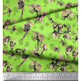 thumbnail image 3 of Soimoi Green Cotton Duck Fabric Dragonfly,Floral & Texture Print Sewing Fabric BTY 56 Inch Wide, 3 of 3