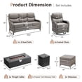 thumbnail image 2 of Giantfurnni 6 Pieces Wicker Patio Fire Pit Sets with 2 Swivel Rocking Chairs, Sofa, 2 Ottomans and 43 Inch Fire Pit Table, Outdoor Furniture Set with 6" Thick Cushion, 2 of 13