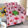 thumbnail image 5 of Strawberry Frog Flannel Blanket Decor Soft Cozy Warm Fluffy Blanket for Bed Couch Travel Beach 80x60 inch for Adults, 5 of 6
