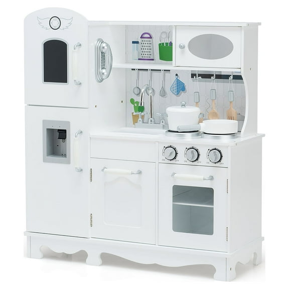 Costway Play Kitchen Pretend Play Cookware  Set Toys for Kids w/ Water Dispenser