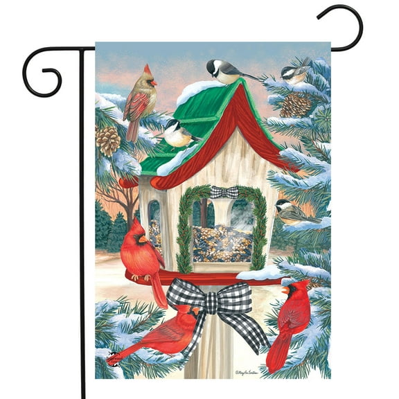 Briarwood Lane Snowy Birdhouse Garden Flag