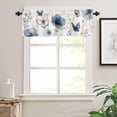 thumbnail image 3 of Window Treatment Valance Curtain, Blue Tulip Flower Butterfly Plant Shade Short Curtain for Kitchen Bathroom Living Room Bedroom Privacy Rod Pocket Drapes 54" W x 18" L 1 Panel, 3 of 8