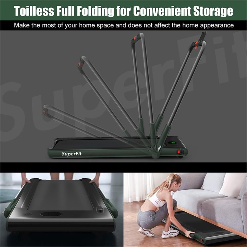 Pemberly Row 2.25HP 2 in 1 Green Plastic Folding Treadmill with Remote Control