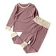 thumbnail image 1 of Odeerbi 6M-7Y Niños Niñas Costilla Pijamas de Punto de Manga Larga Tops Pantalones de Talle Alto de Dos Piezas Pijama Set, 1 of 5