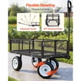 thumbnail image 6 of KFFKFF Heavy Duty Steel Garden Cart, 900 lbs Capacity, Utility Wagon with 10-Inch Tires, Adjustable Handle, Removable Side Panels, Compatible with ATV or Tractor, Black, 6 of 9