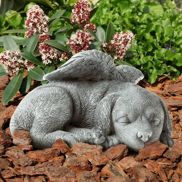 Pure Garden Sleeping Angel Dog Pet, Dog Memorial Garden Ornament