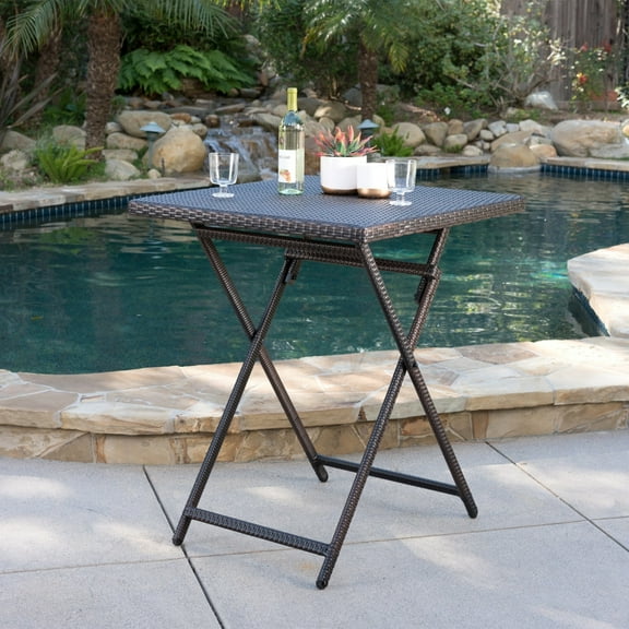 GDF Studio Monteria Outdoor Wicker Folding Bar Table, Multibrown