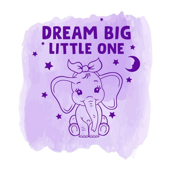 Children Dream Big Little One Loving Quote Wall Decal Decoration Beautiful Stars Cute Little Elephant Happy Baby Elephant Lasts Years and Easily Removable - Size: 9 In(W) x 10 In(H)