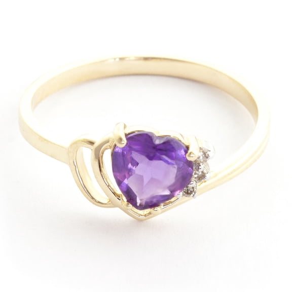 Galaxy Gold 14K Solid Gold Natural Diamond & Amethyst Ring for Women - Yellow Gold Fine Jewelry
