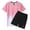 Pink, variant on KKBOTIVE Men's 2pc Outfit Set Solid Color Round Neck Short Sleeved Tops and Shorts/trousers 2 Piece Outfits for Adults Summer Suits, Black Size: XXL